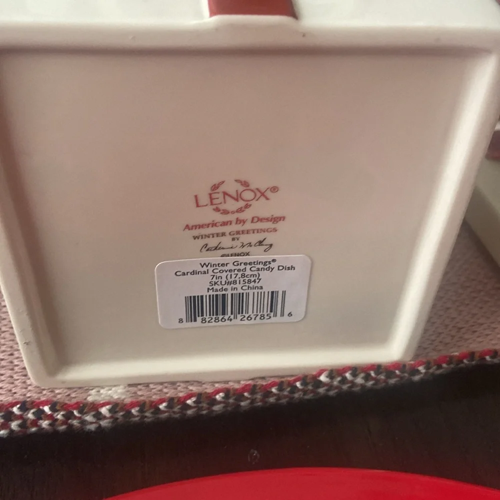 Lenox Winter Greetings Cardinal Covered Candy Dish